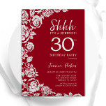 Elegant Red Silver Rose Überraschung 30. Geburtsta Einladung<br><div class="desc">Rot silber Blumenüberraschung 30. Geburtstag Party Einladung. Elegantes Design mit Rose,  Imitaten silberne Folie und Typografie Script Schriftart. Die trendige Einladungskarte eignet sich perfekt für eine stilvolle Damenfeier. Kann für jedes Alter angepasst werden. Gedruckte Zazzle-Einladungen oder Sofortdownload digitaler Druckvorlage.</div>