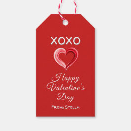 Elegant Red Valentine’s Day Gift Tag with Heart Geschenkanhänger