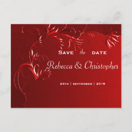 Elegant Red Wedding speichern das Datum Ankündigungspostkarte