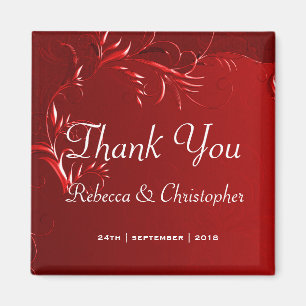 Elegant Red Wedding Vielen Dank Magnet