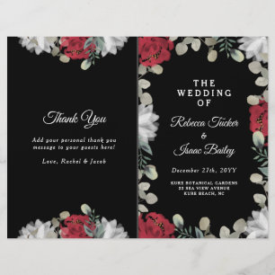 Élégant Red White Floral Programme de mariage