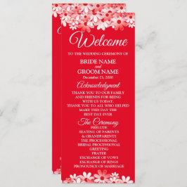 Elegant Red White Floral Wedding Programm