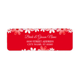 Elegant Red White Floral Wedding Return Address
