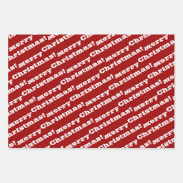 Elegant Red White Frohe Weihnachten glückliche Fei Geschenkpapier Set