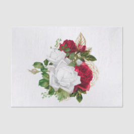 Elegant Red White Rose Bouquet Seidenpapier