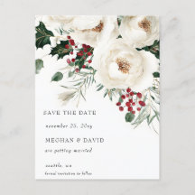 Elegant Red White Winter Christmas Save the Date