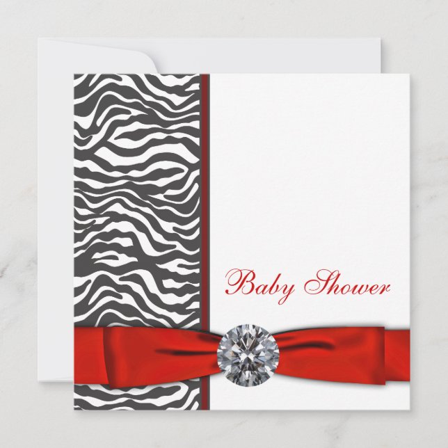 Elegant Red Zebra Baby Shower Einladung (Vorderseite)