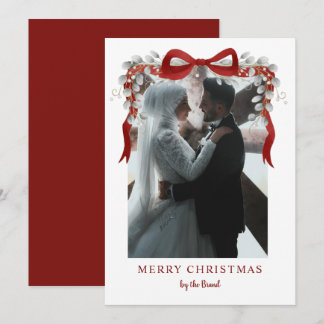 Elegant RedMerry Christmas Letterpress Photo Cards Feiertagskarte