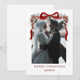 Elegant RedMerry Christmas Letterpress Photo Cards Feiertagskarte