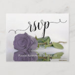 Elegant Reflecting Dusty Purple Rose Wedding RSVP Postkarte<br><div class="desc">This beautiful RSVP card will make it easy for your guests to respond to your wedding invitation. The design features a beautiful dusty purple, lavender, or lilac colored rose reflecting in a pool of water with waves and ripples, and a lacy script calligraphy title. The back is designed for your...</div>