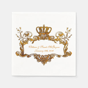 Elegant Regal Wedding Gold Text Paper Napkins Serviette