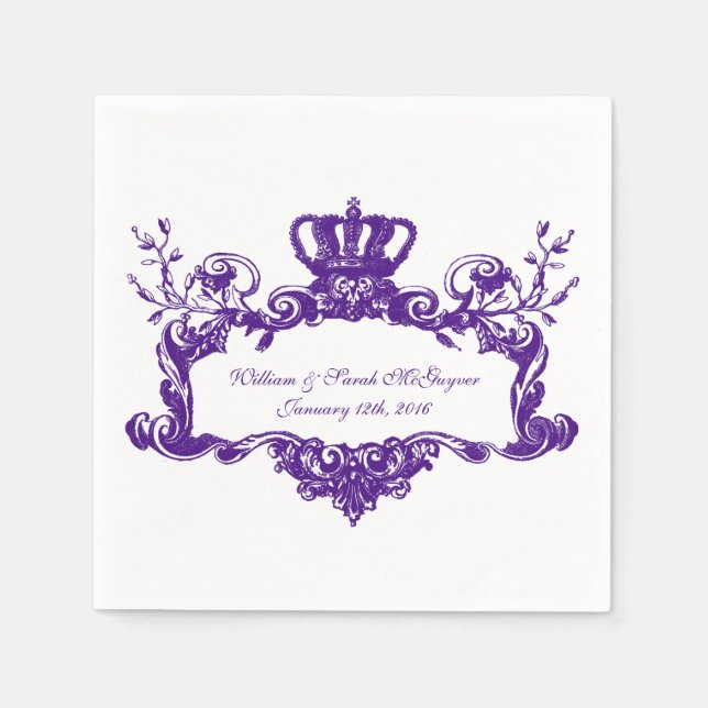 Elegant Regal Wedding Lila 2 Texter Paper Napkins Serviette (Vorderseite)