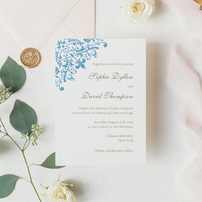 Elegant Regency French Blue Lilie Pattern Einladung (Von Creator hochgeladen)