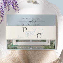 Elegant Regency Wisteria Floral Monogram Wedding Einladungsbanderole