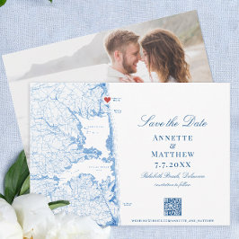 Elegant RehoBeide Beach Map Navy Hochzeit Save The Date