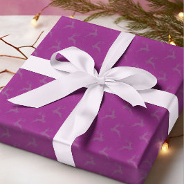 Elegant Reindeer Raspberry Monotone Geschenkpapier