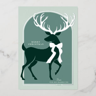 Elegant Reindeer Silver Folien Feiertagskarte