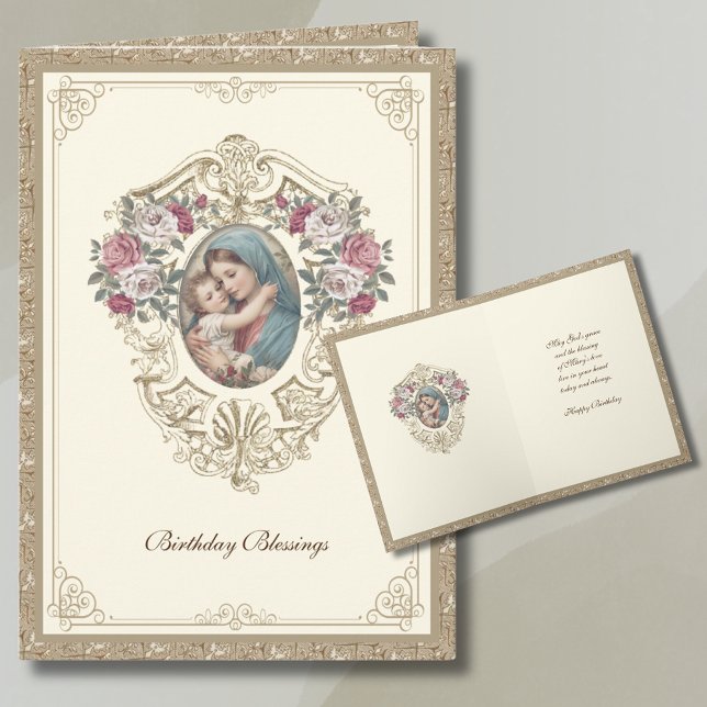 Elegant Religious Birthday Floral und Gold Karte (Von Creator hochgeladen)