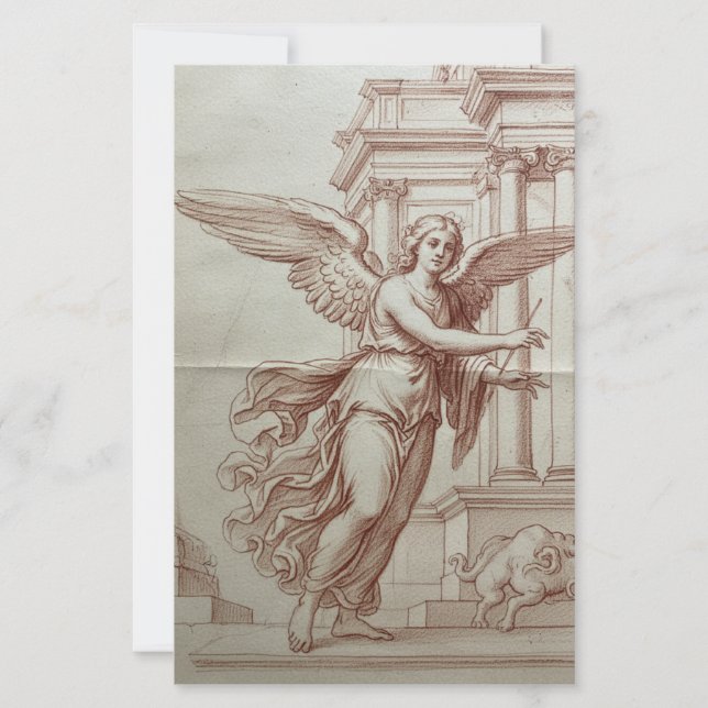 Elegant Renaissance Sanguine Chalk Sketch Fine Art (Vorderseite)