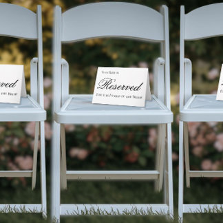 Elegant Reserved Seat Sign for Wedding Karte