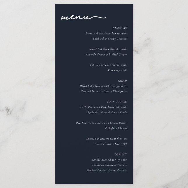 Elegant Restaurant Menu Menükarte (Vorderseite)