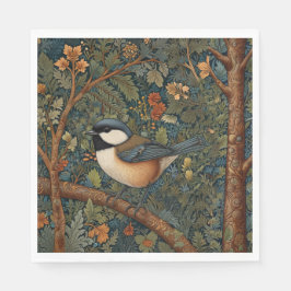 Elegant Retro Art Nouveau woodland bird Serviette
