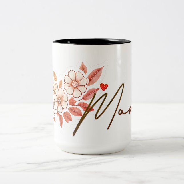 Elégant Retro Floral Maman Mug Cadeau (Centre)