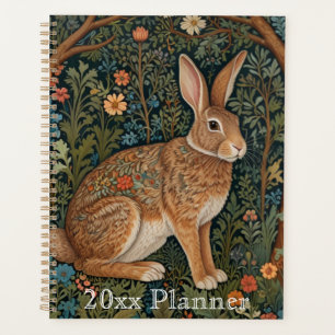Élégant retro lapin boisé boisé fleuri