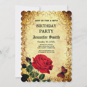 Elegant retro rote Rose vintage Einladung