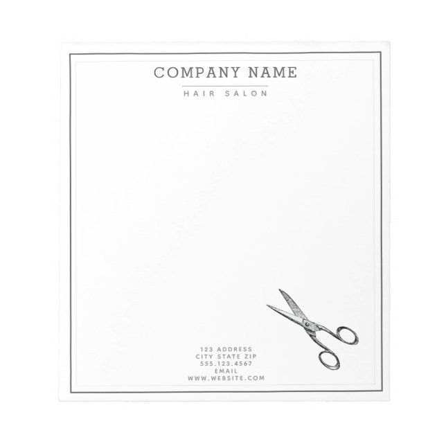 Elegant Retro Scissors  - Minimal Hairsalon  Notizblock (Vorderseite)