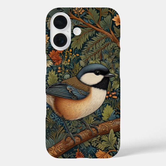 Elegant retro woodland bird  iPhone 16 hülle (Rückseite)
