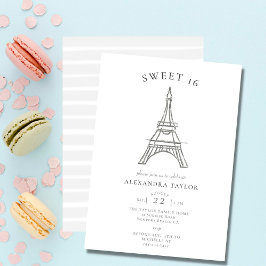 Elegant Rhinestones Eiffel Paris Minimal Sweet 16 Einladung