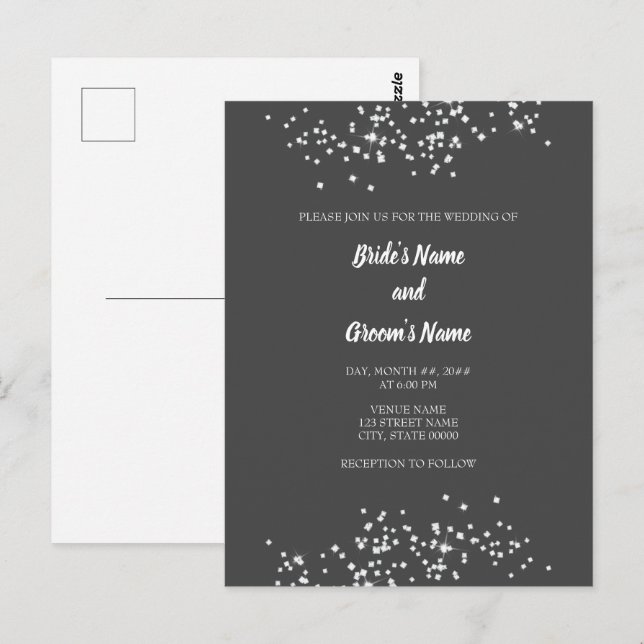 Elegant Rhinestones Hochzeit Einladung Postkarte (Vorne/Hinten)