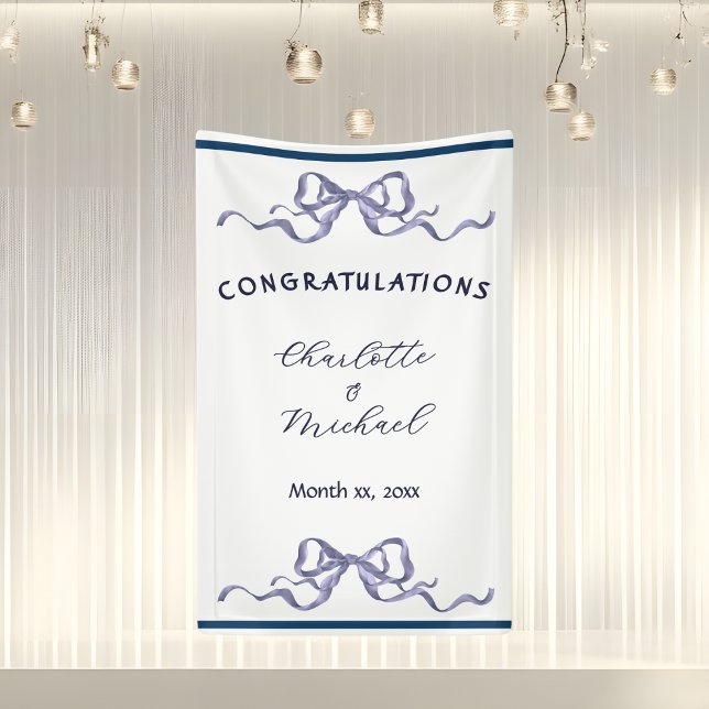 Elegant Ribbon Romantic Wedding Congratulations  Banner (Elegant Ribbon Romantic Wedding Congratulations Banner)