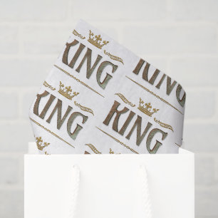 Elegant Rich KING Lettering Gold Metal Royal Crown Seidenpapier