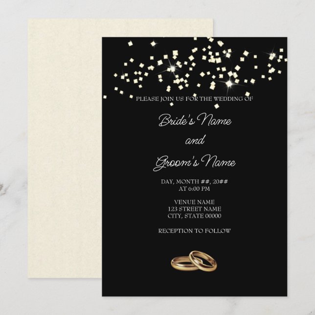 Elegant Rings Rhinestones Hochzeitseinladung Einladung (Vorne/Hinten)