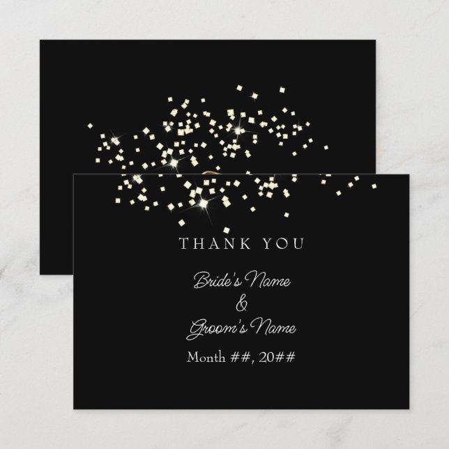 Elegant Rings Rhinestones Wedding Dankeschön Card Dankeskarte (Vorne/Hinten)