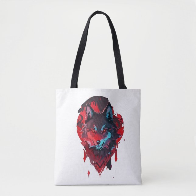 Elegant Roamer: Der Wolf in Rot Tasche (Vorderseite)
