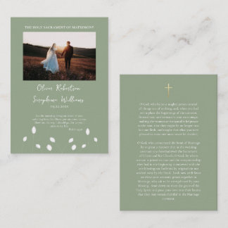 Elegant Roman Catholic Wedding Photo Prayer Card Platzkarte