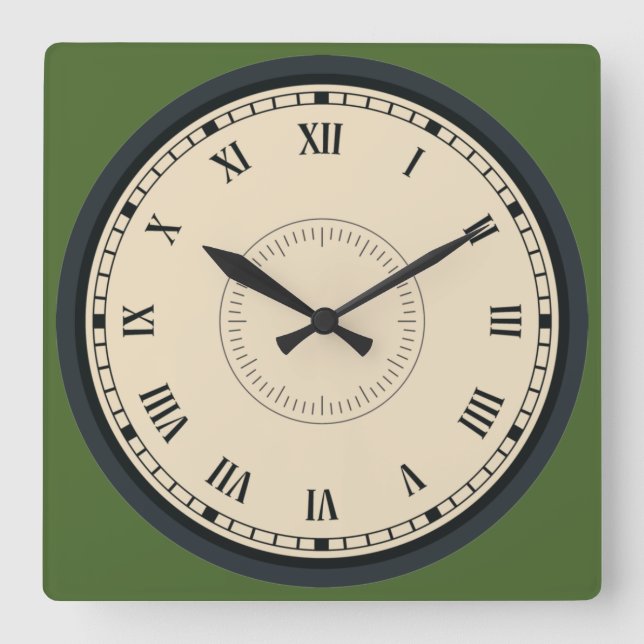 Elegant Roman Numeral Quadratische Wanduhr (Vorderseite)