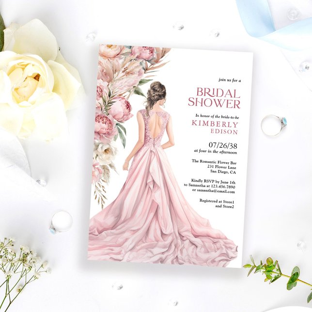 Elegant Romantic Blush Roses Floral Bridal Shower Einladung (Von Creator hochgeladen)