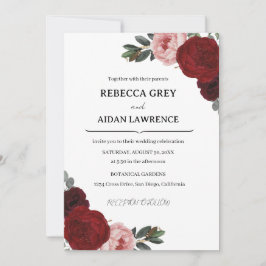 Elegant Romantic Botanical Burgundy Floral wedding Einladung