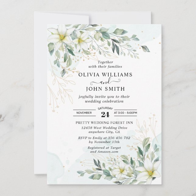 Elegant Romantic Eukalyptus Greenery - F001 Invita Einladung (Vorderseite)