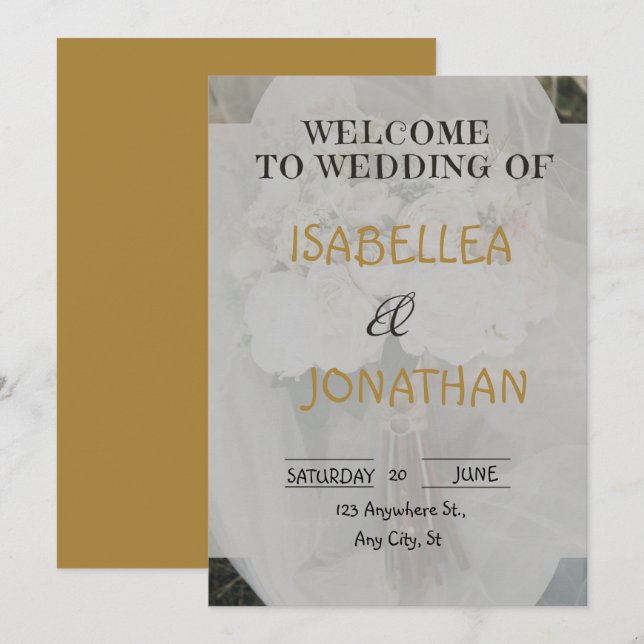 Elegant Romantic Floral Wedding Invitation (Devant / Derrière)