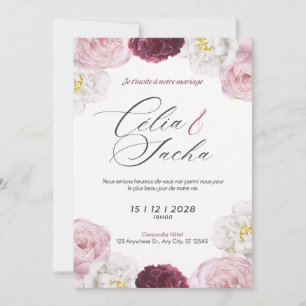 Elegant Romantic Floral Wedding Invitation Card