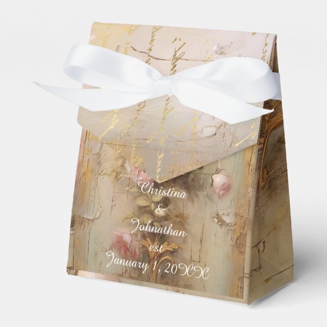 Elegant Romantic Roses Wedding Favor Boxes Geschenkschachtel (Vorderseite)