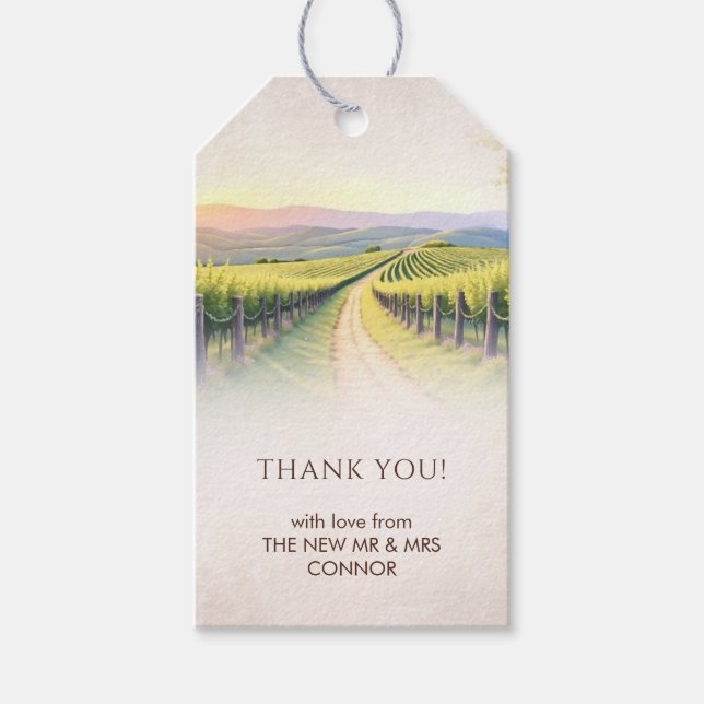 Elegant Romantic Vineyard Rustic Wedding Geschenkanhänger (Vorderseite)