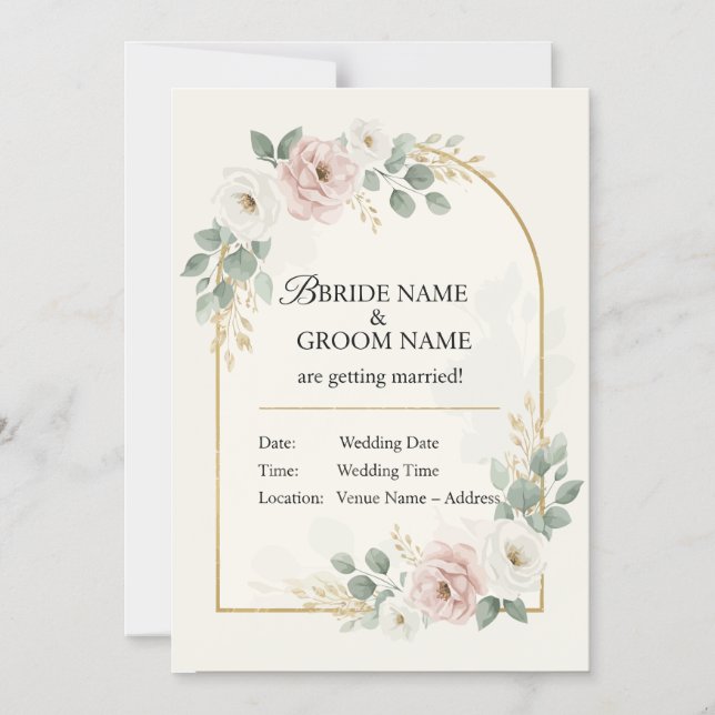 Elegant Romantic Wedding Invitation  Minimal Mode Magneteinladung (Vorderseite)