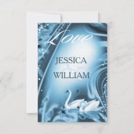 Elégant Romantique Bleu Swan amour mariage RSVP