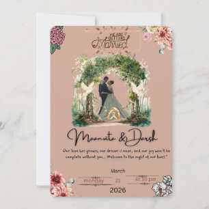 Elégant Romantique Faire-part de mariage Love Nigh